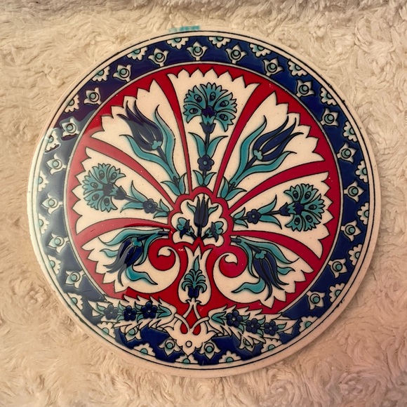 Rare Vintage 1970’s Round Ceramic Tile Trivet/Coaster - Picture 2 of 7